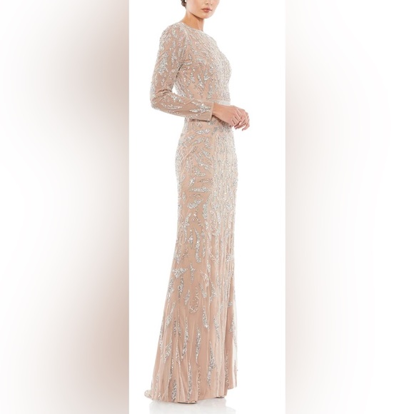 👗 NWT! Mac Duggal Sequin & Bead Long Sleeve Dress - Picture 4 of 15